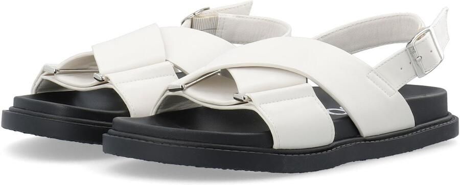 Bianco Sandalen met riem zwart wit - Foto 4
