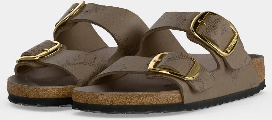 Birkenstock Arizona Big Buckle Python leren slippers met dierenprint taupe - Foto 16