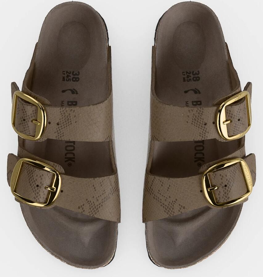 Birkenstock Arizona Big Buckle Python leren slippers met dierenprint taupe - Foto 8