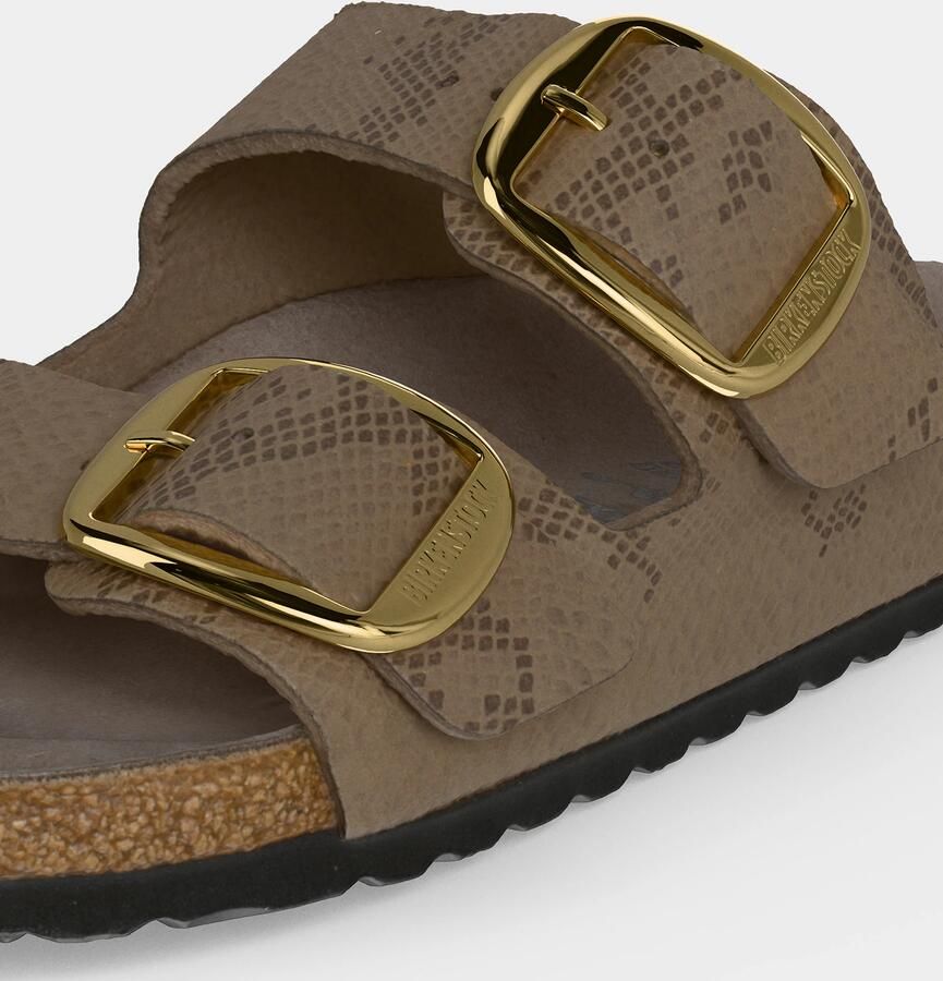 Birkenstock Arizona Big Buckle Python leren slippers met dierenprint taupe - Foto 14