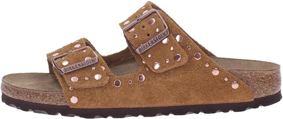 BIRKENSTOCK Teenslippers Dames Arizona Rivet Border Suède Camel - Foto 15