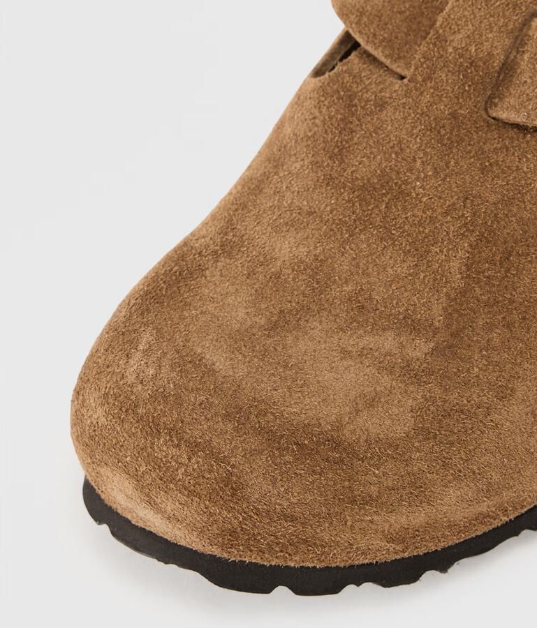 Birkenstock Platte sandalen Boston Suede Leather Narrow Dark Tea Tonal - Foto 20
