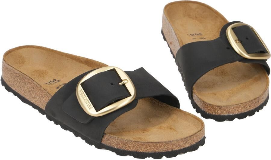 BIRKENSTOCK Slippers Dames Madrid Big Buckle Nubuck Zwart - Foto 14
