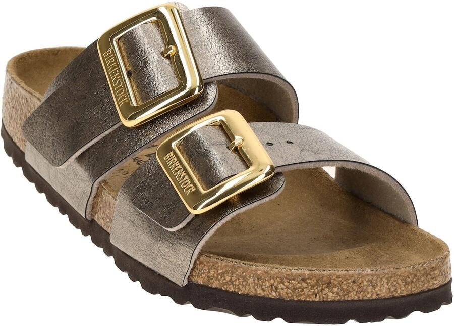 BIRKENSTOCK Slippers Dames Sydney Cushion Buckle Leer Bronskleurig