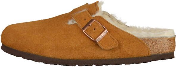 Birkenstock Boston Suede Shearling Sandalen Regular bruin - Foto 3