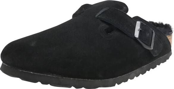 Birkenstock Boston Black narrow Shearling Veloursleder Suede Dames Pantoffels Zwart - Foto 14