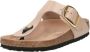 Birkenstock Beige Leren Platte Sandalen met Gesp Beige Dames - Thumbnail 2