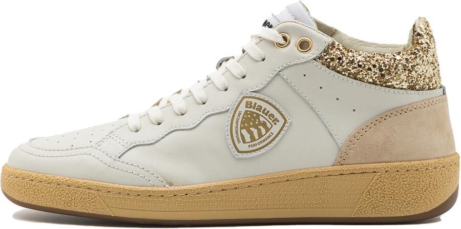 Blauer.USA Sneakers laag beige goud zilver wit