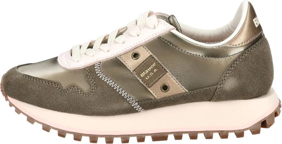 Blauer.USA Sneakers laag lichtbeige bruin gemêleerd olijfgroen - Foto 5