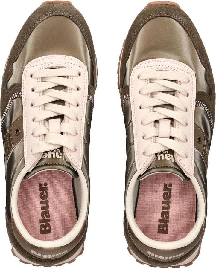 Blauer.USA Sneakers laag lichtbeige bruin gemêleerd olijfgroen - Foto 2