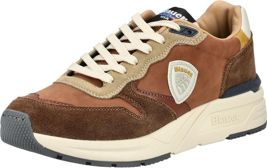 Blauer.USA Sneakers laag 'Ray' beige bruin kastanjebruin wit