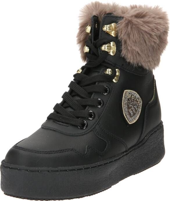 Blauer Zwarte Sneakers met Schapenvacht Detail Black Dames - Foto 6