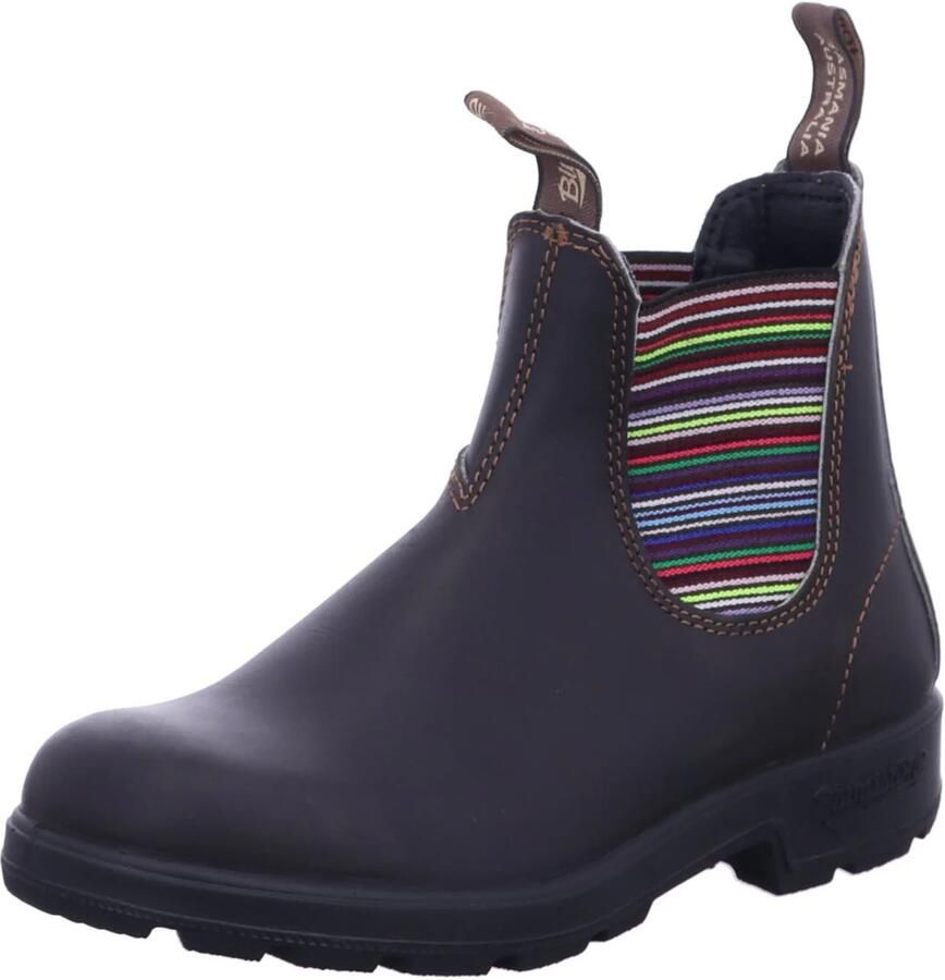 Blundstone Chelsea Stijl Enkellaarzen met Gekleurde Gestreepte Elastieken Black Dames - Foto 3