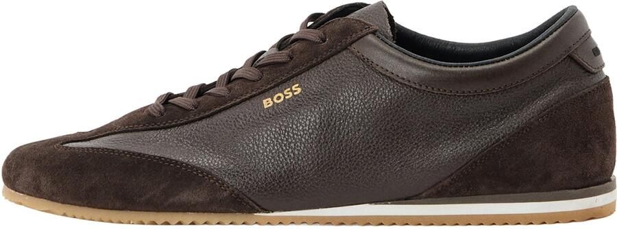 BOSS Sneakers laag 'Lineor' donkerbruin goud