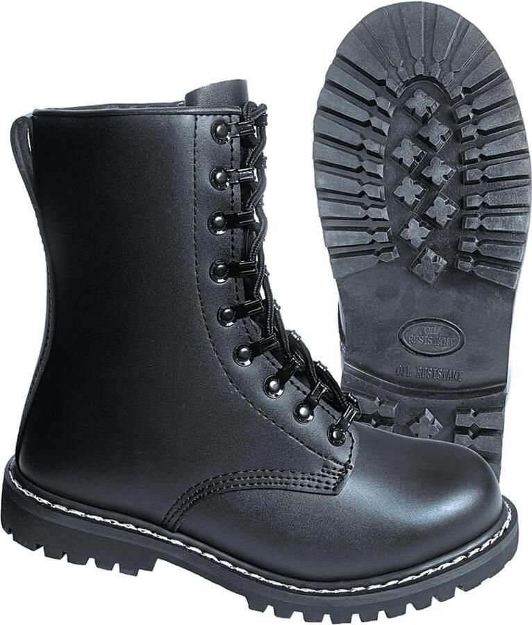 Merkloos Sans marque Brandit Springstiefel Combat Para Boots Zwart leren legerkisten met stalen neuzen - Foto 7