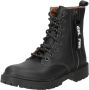 Braqeez Belle Boot Meisjes Biker Boots Zwart Leer Veters - Thumbnail 2