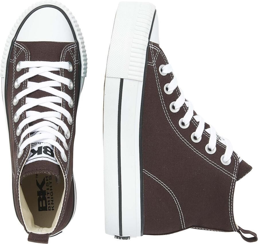 British Knights Kaya Mid Dames Sneakers Hoog Bruin Katoen Vrouwen Schoenen - Foto 5