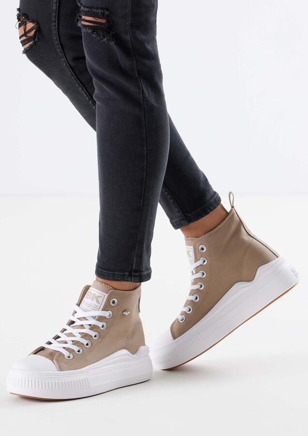 British Knights Kaya Flow Mid Dames Sneakers Hoog Bruin Katoen Vrouwen Schoenen - Foto 3