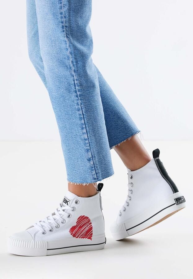 British Knights Kaya Mid Dames Sneakers Hoog Wit Katoen Vrouwen Schoenen - Foto 3