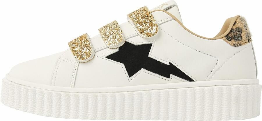 British Knights Bliss Velcro Dames Sneakers Laag Wit Goud Panterprint Zwart Vrouwen Schoenen - Foto 2