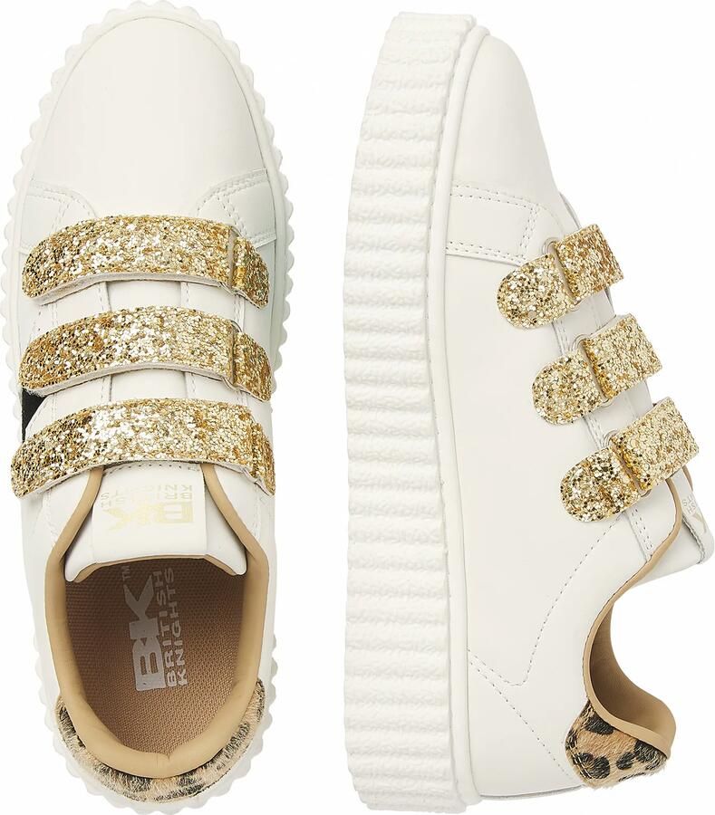 British Knights Bliss Velcro Dames Sneakers Laag Wit Goud Panterprint Zwart Vrouwen Schoenen - Foto 4
