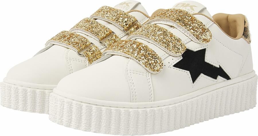 British Knights Bliss Velcro Dames Sneakers Laag Wit Goud Panterprint Zwart Vrouwen Schoenen - Foto 7