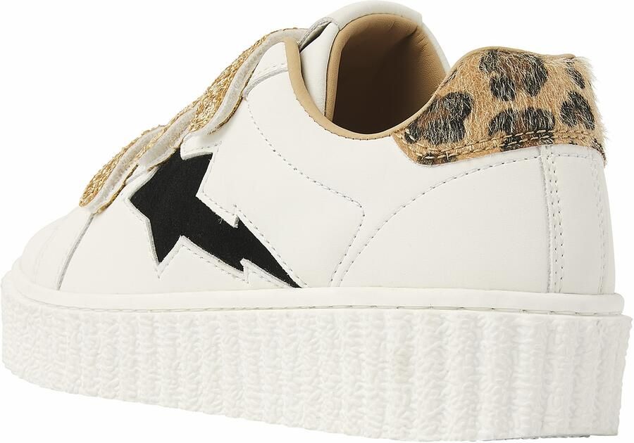 British Knights Bliss Velcro Dames Sneakers Laag Wit Goud Panterprint Zwart Vrouwen Schoenen - Foto 5