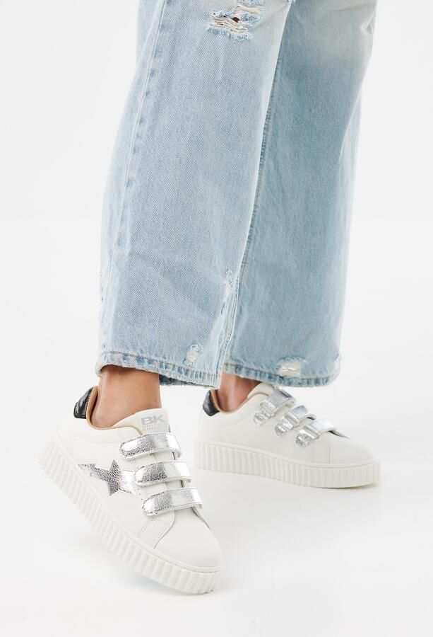 British Knights Bliss Velcro Dames Sneakers Laag Wit Zilver Zwart Vrouwen Schoenen - Foto 6