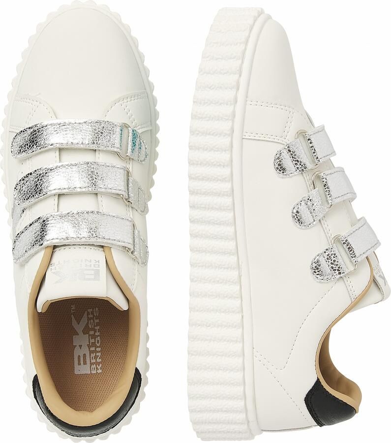 British Knights Bliss Velcro Dames Sneakers Laag Wit Zilver Zwart Vrouwen Schoenen - Foto 5