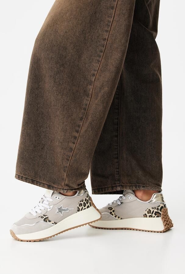 British Knights Fable Dames sneakers laag Beige Panterprint Zilver Vrouwen schoenen - Foto 6