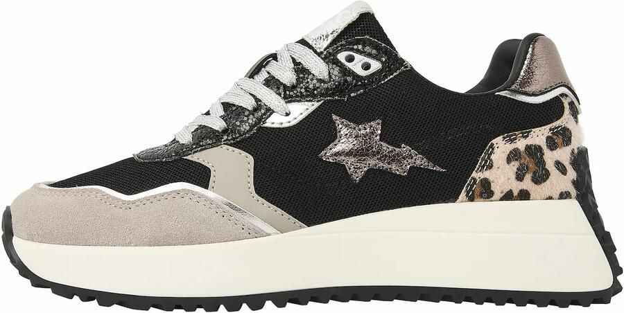 British Knights Fable Dames Sneakers Laag Zwart Zand Panterprint Vrouwen Schoenen - Foto 2