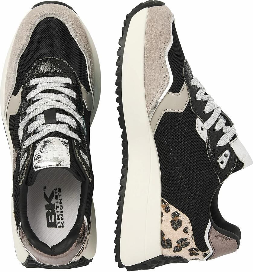 British Knights Fable Dames Sneakers Laag Zwart Zand Panterprint Vrouwen Schoenen - Foto 5