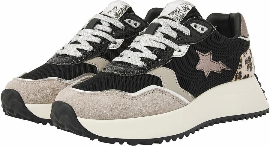 British Knights Fable Dames Sneakers Laag Zwart Zand Panterprint Vrouwen Schoenen - Foto 7