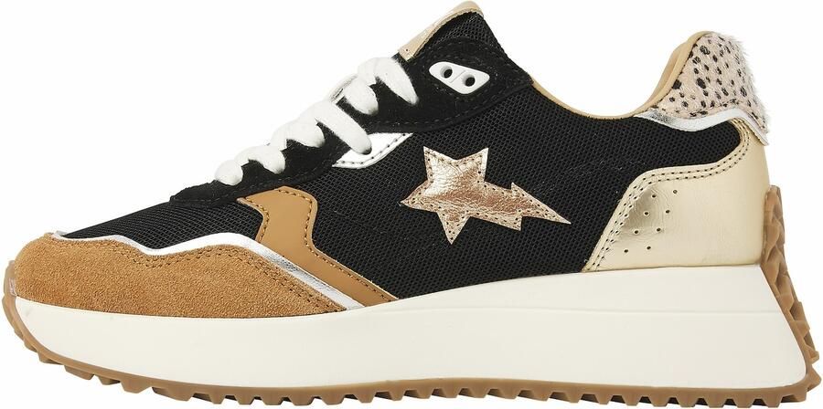British Knights Fable Dames Sneakers Laag Zwart Zand Goud Panterprint Vrouwen Schoenen - Foto 2