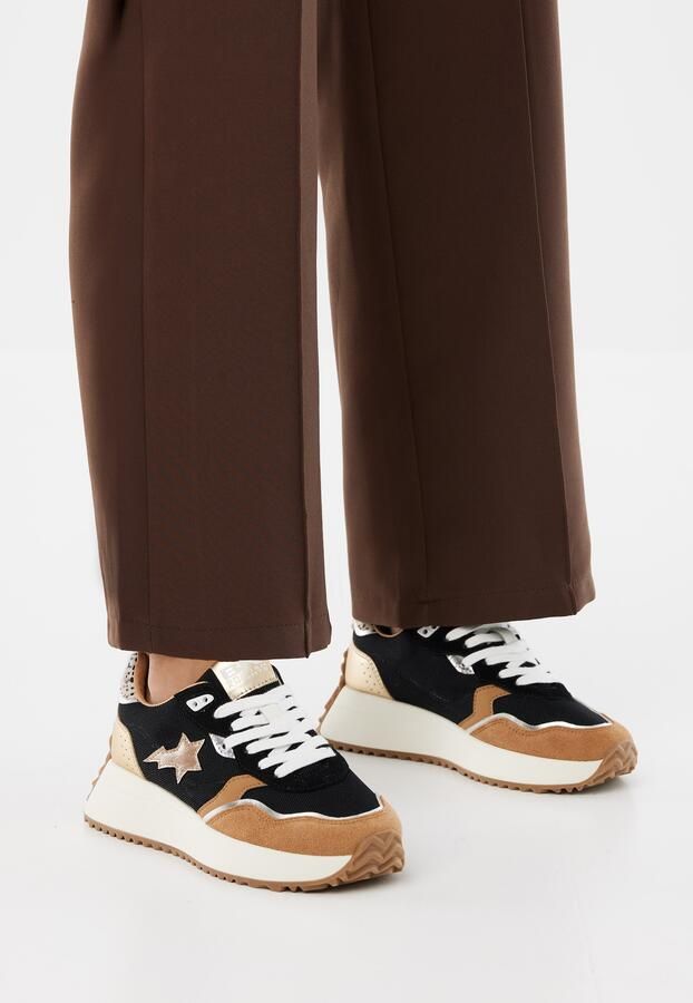 British Knights Fable Dames Sneakers Laag Zwart Zand Goud Panterprint Vrouwen Schoenen - Foto 6