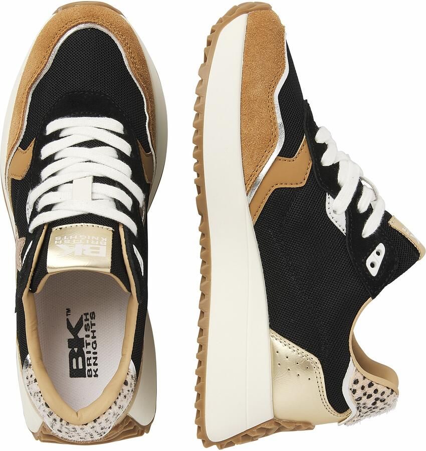 British Knights Fable Dames Sneakers Laag Zwart Zand Goud Panterprint Vrouwen Schoenen - Foto 5