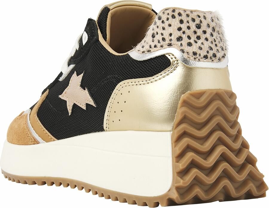 British Knights Fable Dames Sneakers Laag Zwart Zand Goud Panterprint Vrouwen Schoenen - Foto 3