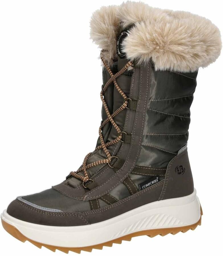 Brütting Snowboots 'Zelda' lichtbeige ombergrijs olijfgroen