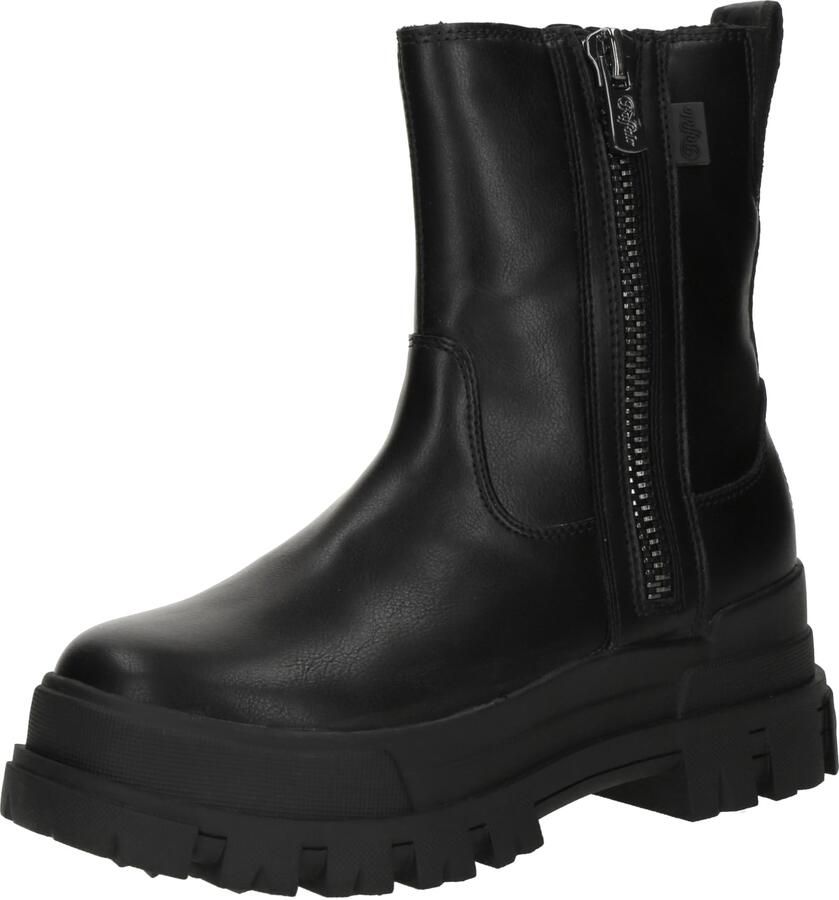 Buffalo Bikerboots Aspha Bootie Zip Plateauzolen enkellaarsjes met memory foam binnenzool