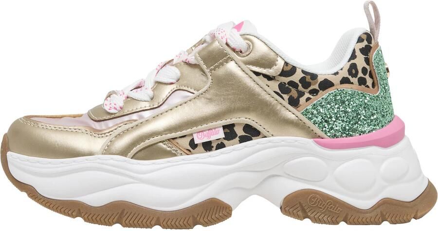 BUFFALO Sneakers laag bruin goud zwart