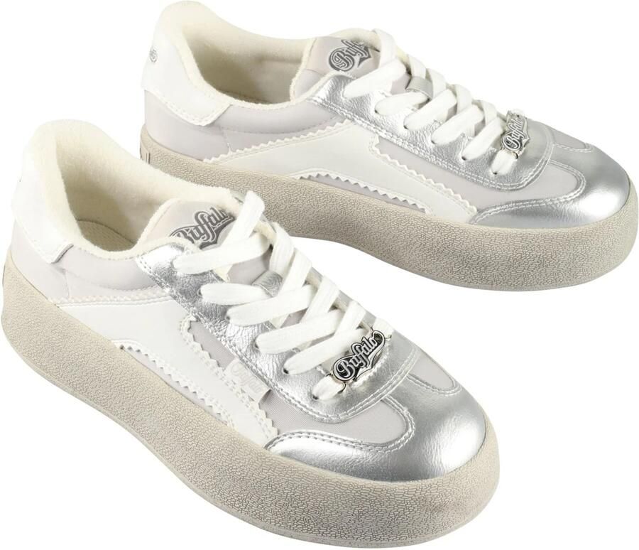 BUFFALO Sneakers laag 'CAJO' zilvergrijs wit