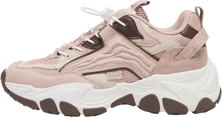 BUFFALO Sneakers laag chocoladebruin rosa