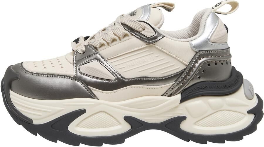 BUFFALO Sneakers laag 'Drive' crème donkerbeige zilver