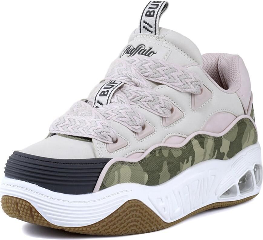 BUFFALO Sneakers laag 'Hero' grijs olijfgroen lichtlila zwart