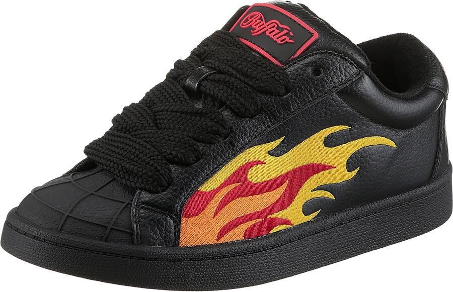 Buffalo Sneakers Liberty vrijetijdsschoen veterschoen lage schoen met trendy vlammenmotief