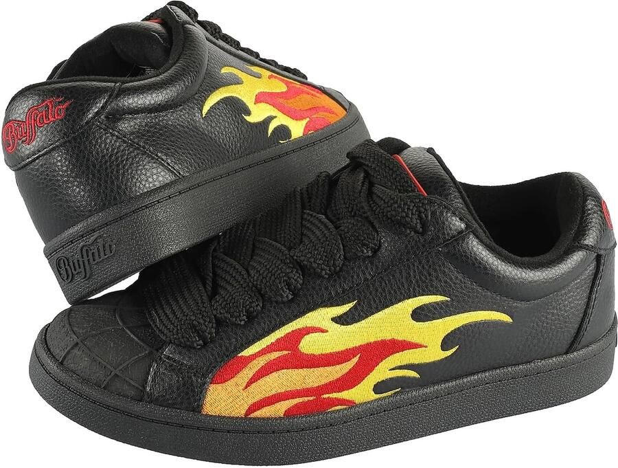 Buffalo Sneakers Liberty vrijetijdsschoen veterschoen lage schoen met trendy vlammenmotief - Foto 3