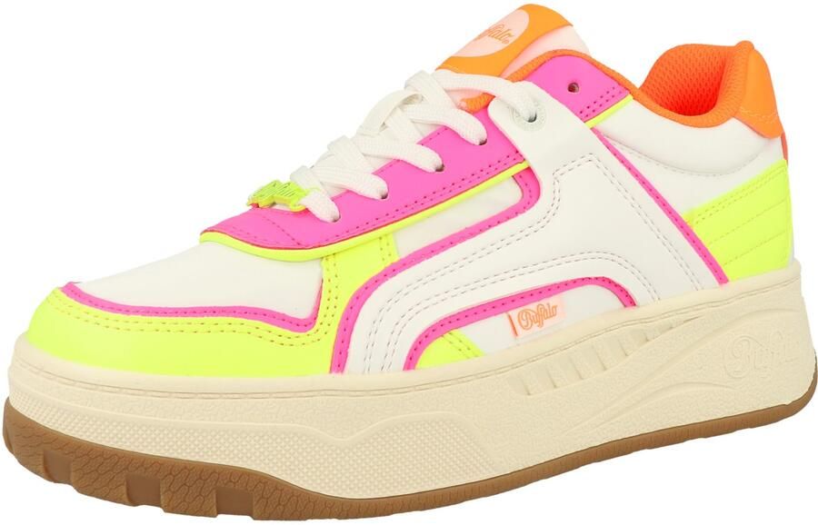 BUFFALO Sneakers laag 'Milano' neongroen oranje pink offwhite