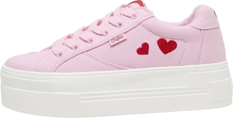 BUFFALO Sneakers laag 'Paired Heart' lichtroze bloedrood