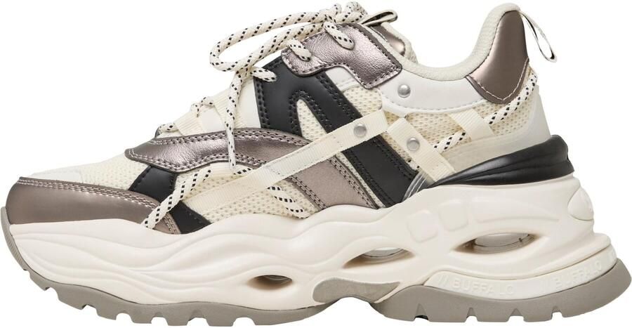 BUFFALO Sneakers laag 'Triplet Hollow' crème brons zwart