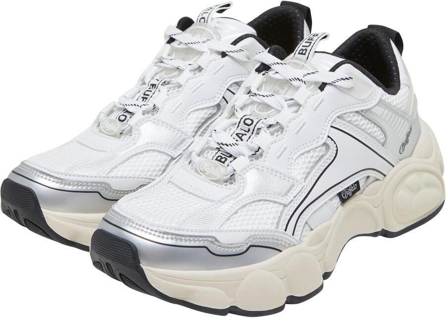 BUFFALO Sneakers laag zilvergrijs zwart wit